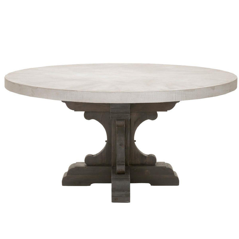 Essentials For Living Bella Antique Bastille 60" Round Dining Table in Light Gray Concrete/Black Wash Pine image