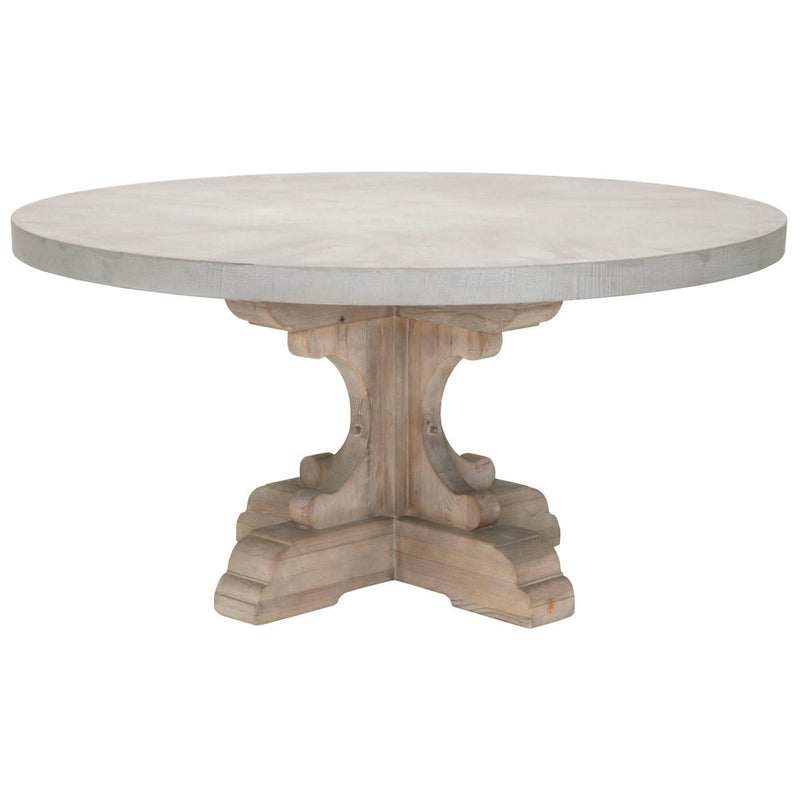 Essentials For Living Bella Antique Bastille 60" Round Dining Table in Light Gray Concrete/Smoke Gray Pine image