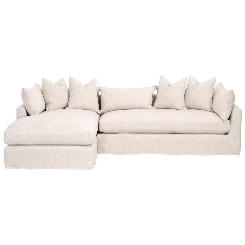Essentials For Living Stitch & Hand Haven 110" LF Lounge Slipcover Sofa in Bisque Fabric/Espresso image