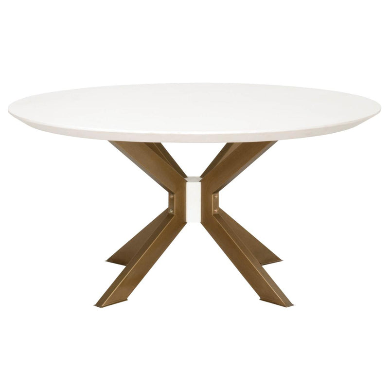 Essentials For Living District Industry Round Dining Table in Ivory Concrete/Brass image