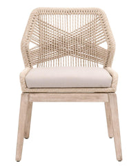 Essentials for Living Woven Loom Dining Chair in Sand Rope, Light Gray, Natural Gray Mahogany Set of 2 image