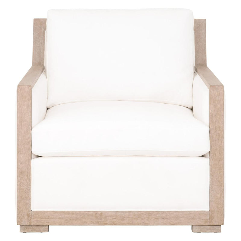 Essentials for Living Stitch and Hand Manhattan Wood Trim Sofa Chair in LiveSmart Peyton-Pearl, Natural Gray Oak image