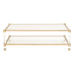 Essentials For Living Traditions Nouveau Coffee Table in Brushed Brass/Clear Glass image