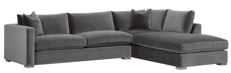 Essentials for Living Stitch & Hand - Upholstery Rocco 120" Grand RF Sectional in Dark Dove Velvet, Natural Gray Birch image