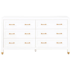 Essentials For Living Traditions Stella Double Dresser in Matte White, Brushed Brass image