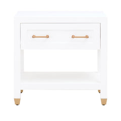 Essentials For Living Traditions Stella Nightstand in Matte White, Brushed Brass image