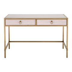 Essentials For Living Traditions Strand Shagreen Writing Desk in White Shagreen, Brushed Gold image
