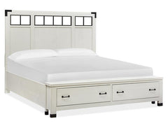 Magnussen Furniture Harper Springs King Panel Storage Bed with Metal/Wood in Silo White image