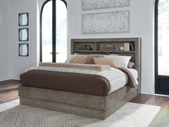 Anibecca Weathered Gray Queen Bookcase Bed