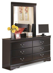 Huey Vineyard Black Queen Sleigh Bed with Mirrored Dresser and 2 Nightstands
