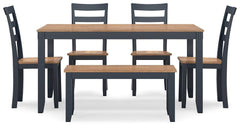 Gesthaven Dining Table with 4 Chairs and Bench (Set of 6)