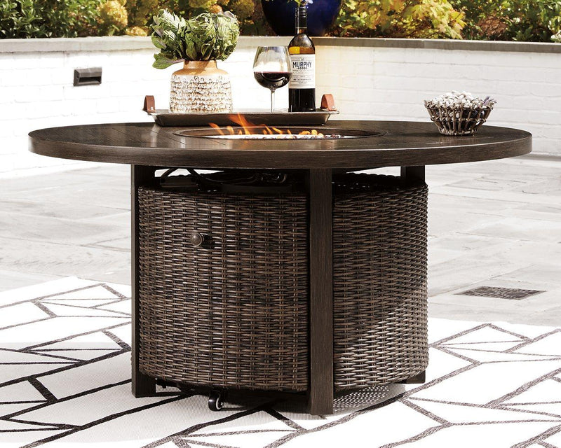 Paradise Trail Paradise Trail Fire Pit Table with 4 Nuvella Swivel Lounge Chairs - Sanctuary Home Furnishings (CA)*