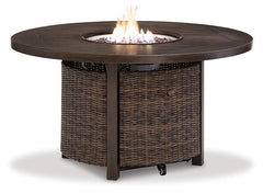 Paradise Trail Paradise Trail Fire Pit Table with 4 Nuvella Swivel Lounge Chairs - Sanctuary Home Furnishings (CA)*