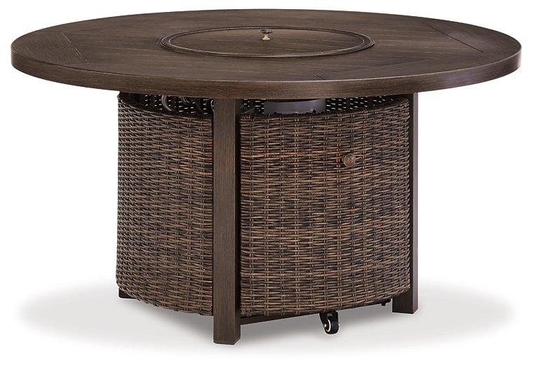 Paradise Trail Paradise Trail Fire Pit Table with 4 Nuvella Swivel Lounge Chairs - Sanctuary Home Furnishings (CA)*