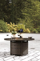Paradise Trail Paradise Trail Fire Pit Table with 4 Nuvella Swivel Lounge Chairs - Sanctuary Home Furnishings (CA)*