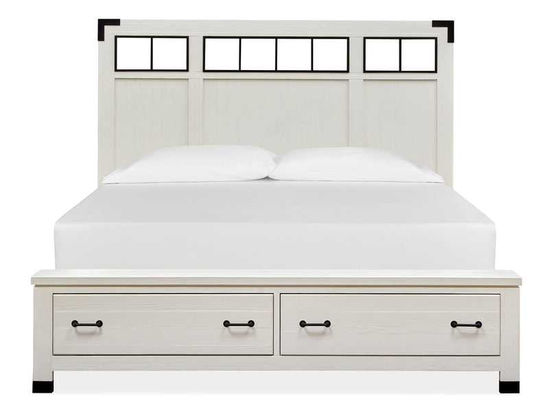 Harper Springs Complete Queen Panel Storage Bed W/Metal/Wood Headboard image