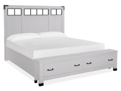 Harper Springs Complete King Panel Storage Bed W/Metal/Wood Headboard