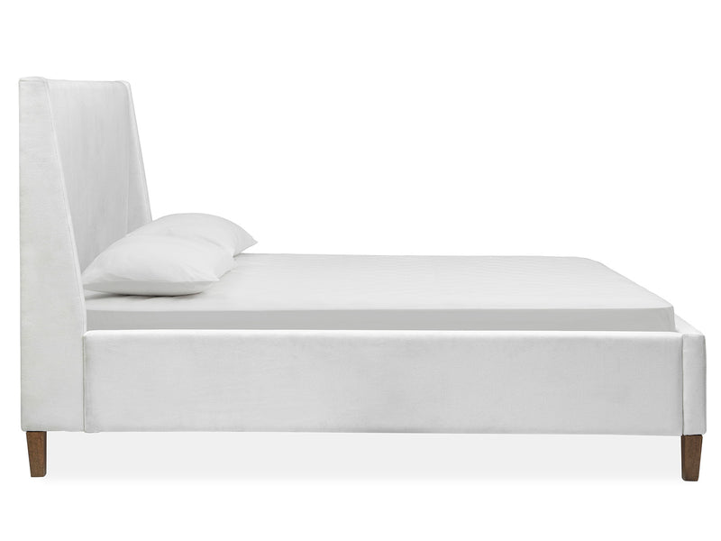 Lindon Complete Queen White Upholstered Island Bed