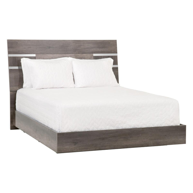 Essentials For Living Vivente Collina King Panel Bed in Vintage Oak/Chrome Foil Trim image