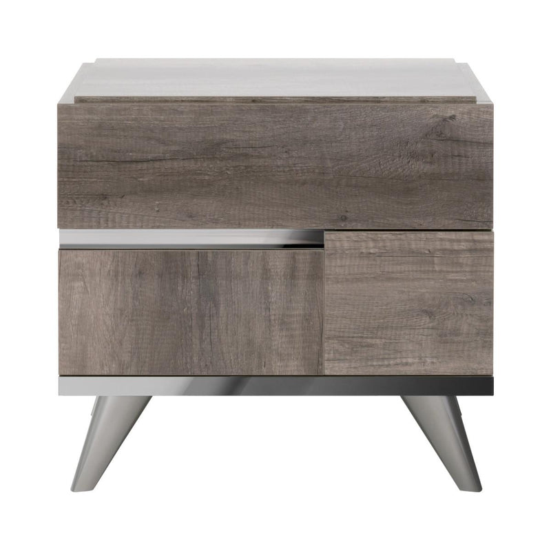 Essentials For Living Vivente Collina 2-Drawer Nightstand in Vintage Oak/Chrome Foil Trim image