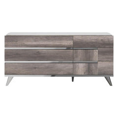 Essentials For Living Vivente Collina 6-Drawer Double Dresser in Vintage Oak/Chrome Foil Trim image