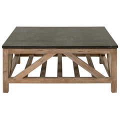 Essentials For Living Bella Antique Coffee Table in Smoke Gray Pine/Blue Stone image