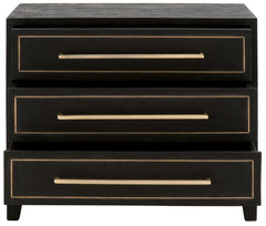 Essentials for Living Lotus Ebony 3-Drawer Nightstand in Black Sandblasted Mango / Brass image