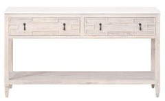 Essentials for Living Bella Antique Emerie 2-Drawer Entry Console in White Wash Pine, White Quartz image