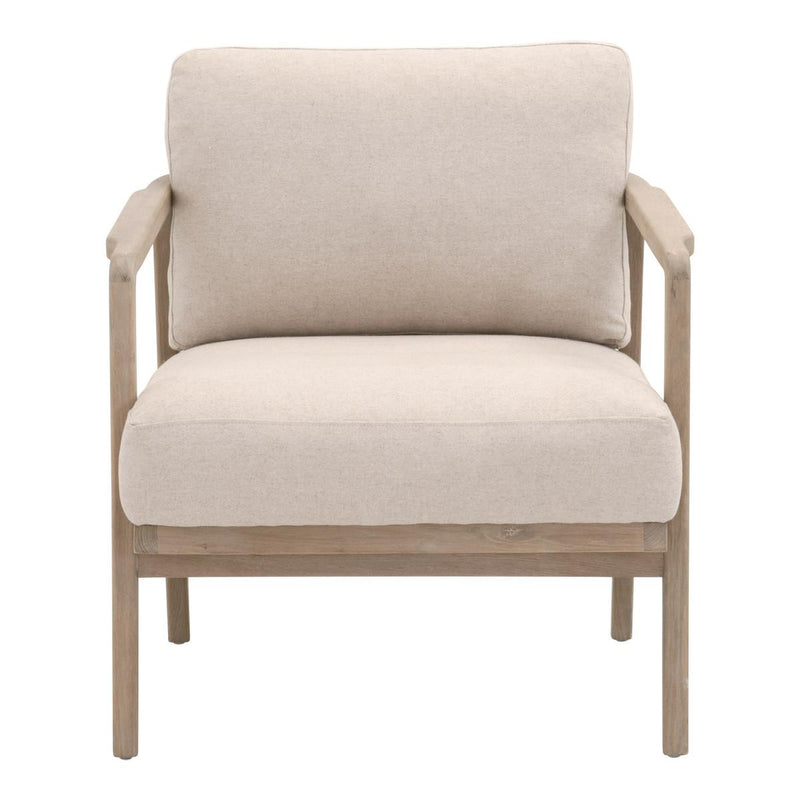 Essentials for Living Bella Antique Harbor Club Chair in Flax Linen, White Rope, Smoke Gray Oak image