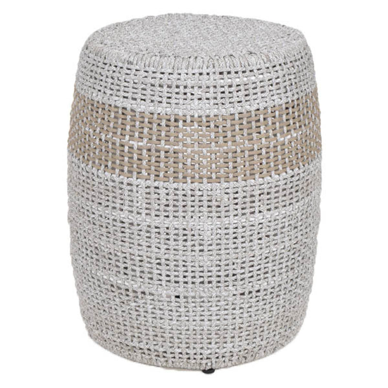 Essentials For Living Woven Loom Accent Table in Taupe & White Flat Rope, Taupe Stripe image