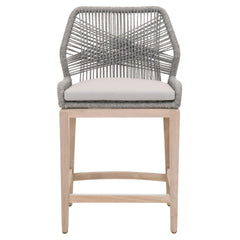 Essentials For Living Woven Loom Outdoor Counter Stool in Platinum Rope/Smoke Gray image