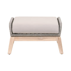 Essentials For Living Woven Loom Outdoor Footstool in Platinum Rope image