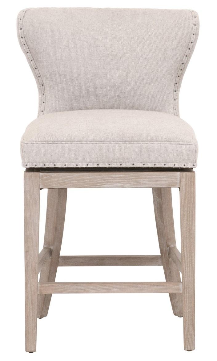 Essentials for Living Essentials Milton Swivel Counter Stool in Bisque French Linen, Natural Gray Ash image