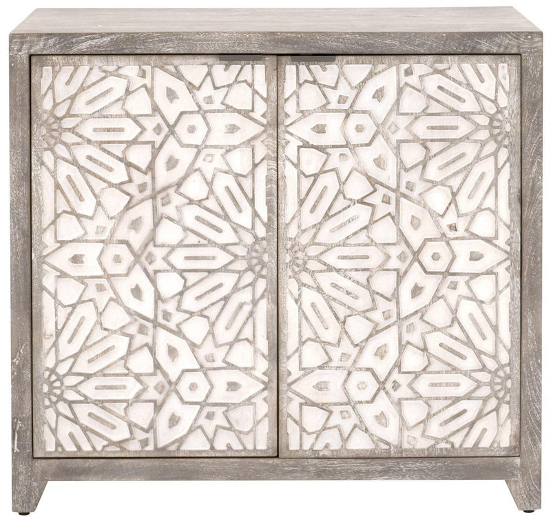 Essentials for Living Lotus Moroc Media Cabinet in Brushed Gray Mango / White Wash image