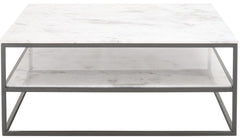 Essentials for Living L'Object Perch Square Coffee Table in White Marble / Gunmetal image