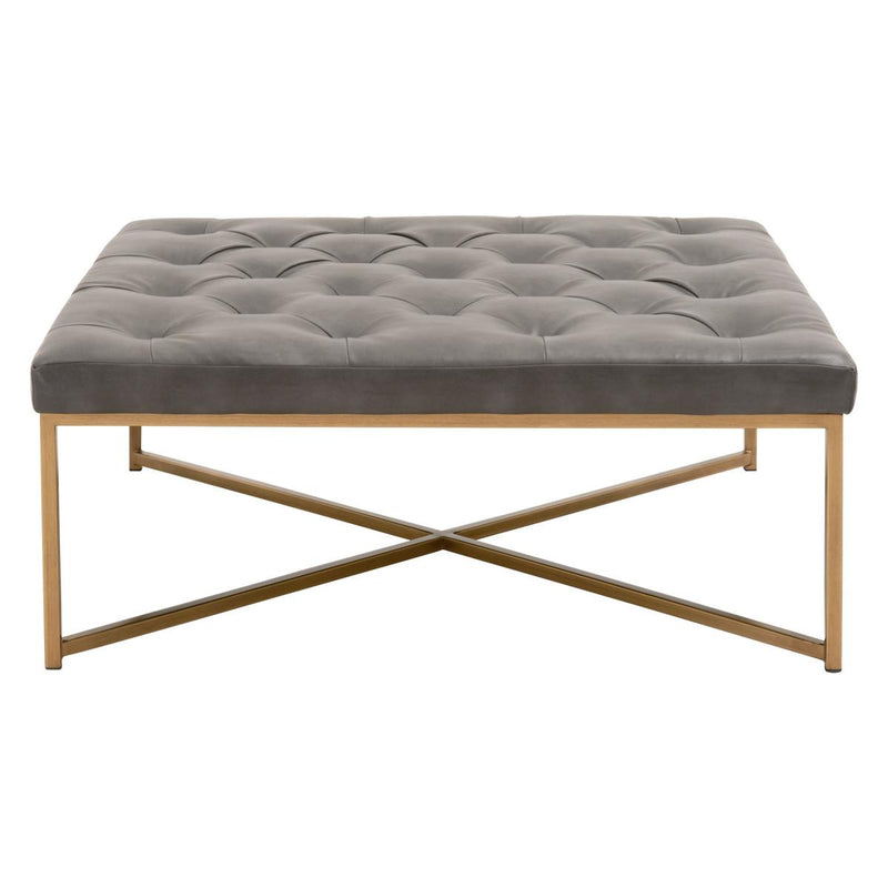 Essentials for Living District Rochelle Upholstered Square Coffee Table in Alloy Synthetic / Brass image