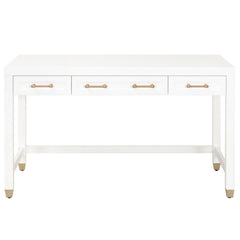 Essentials For Living Traditions Stella Desk in Matte White, Brushed Brass image