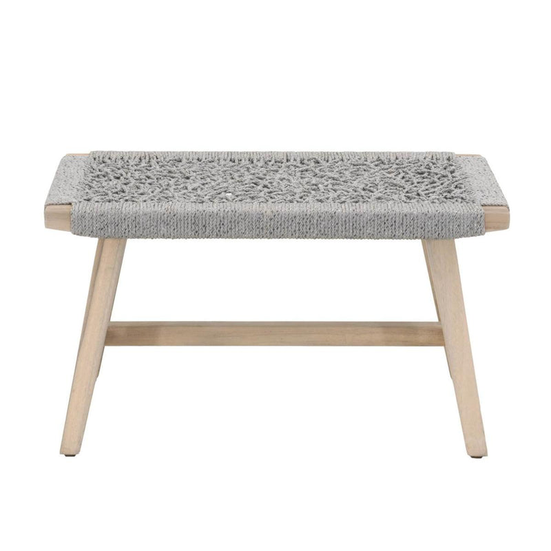 Essentials For Living Woven Weave Outdoor Accent Stool in Platinum Rope/Gray Teak image