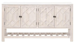 Essentials for Living Bella Antique Willow Media Sideboard in White Wash Pine, White Quartz image