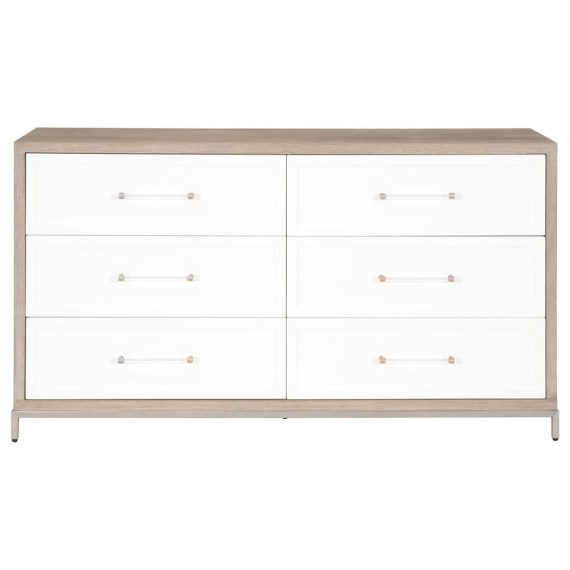 Essentials For Living Traditions Stella Double Dresser in Natural Gray, Matte White, Brushed Stainless Steel image