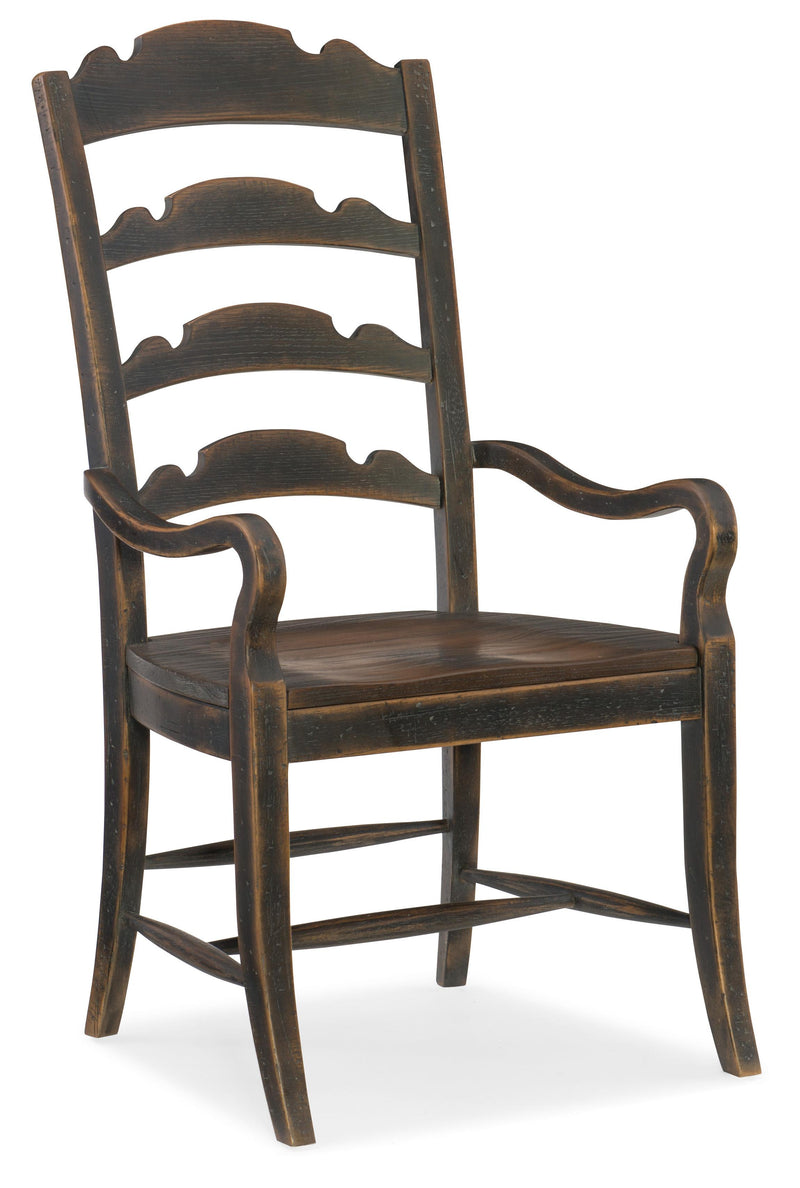 Hill Country Twin Sisters Ladderback Arm Chair - 2 per carton/price ea - 5960-75300-BLK image