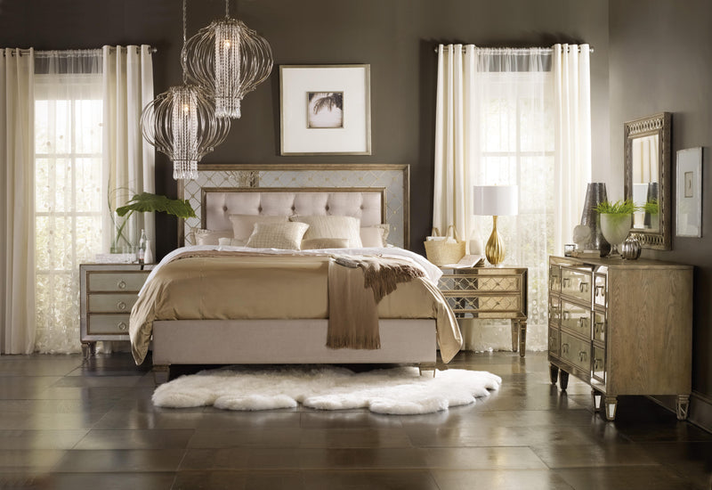 Sanctuary California King Mirrored Upholstered Bed image