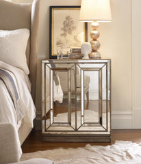 Sanctuary Two-Door Mirrored Nightstand - Visage image