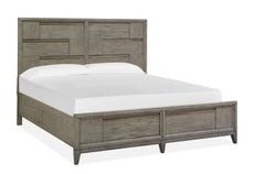 Magnussen Furniture Atelier California King Panel Bed in Nouveau Grey, Palladium Metal