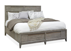 Magnussen Furniture Atelier California King Panel Storage Bed in Nouveau Grey, Palladium Metal