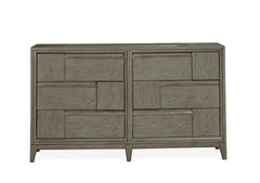 Magnussen Furniture Atelier Double Drawer Dresser in Nouveau Grey, Palladium Metal image