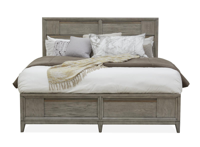 Magnussen Furniture Atelier King Panel Storage Bed in Nouveau Grey, Palladium Metal image