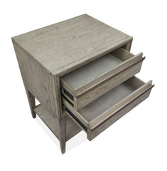 Magnussen Furniture Atelier Open Nightstand in Nouveau Grey, Palladium Metal
