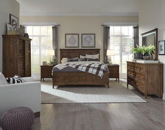 Magnussen Furniture Bay Creek California King Panel Bed with Regular Rails in Toasted Nutmeg