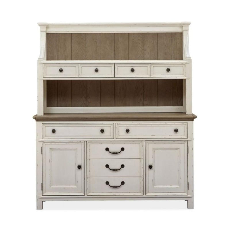 Magnussen Furniture Bellevue Manor Buffet with Hutch in White Weathered Shutter image